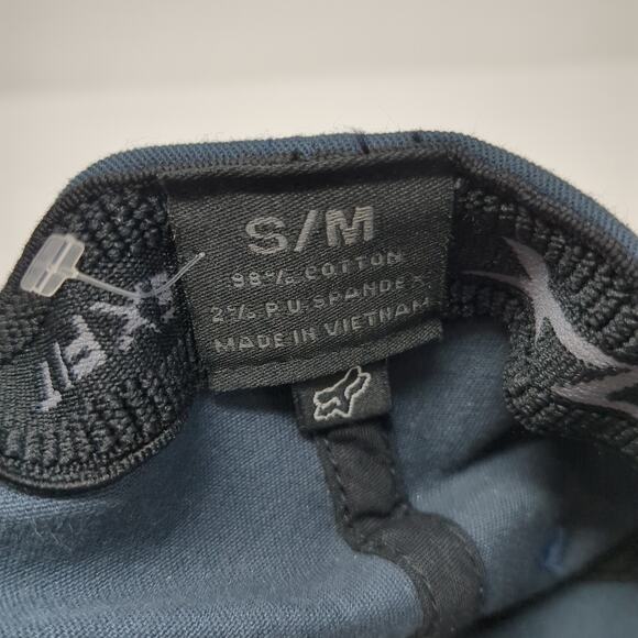 Fox Fitted 5 Panel Cap Blue Medium Embroidered Vented Holes Flexfit Cotton Blend - Picture 9 of 9